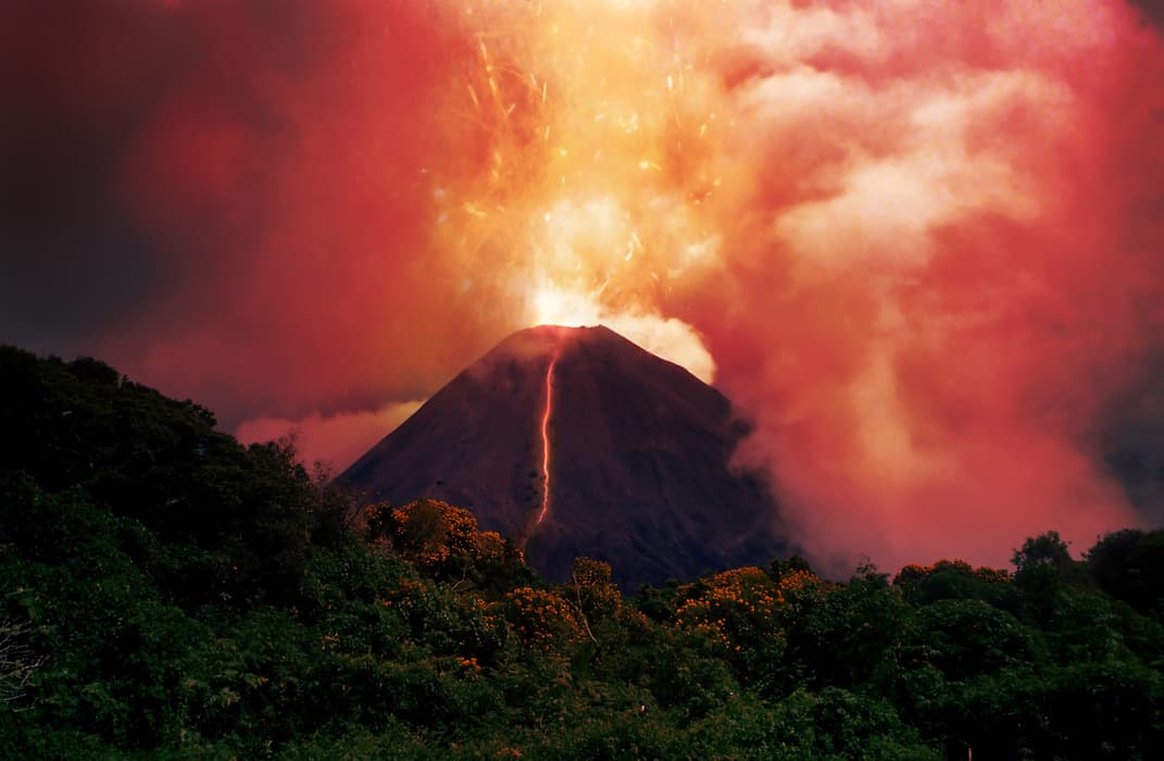 An erupting volcano