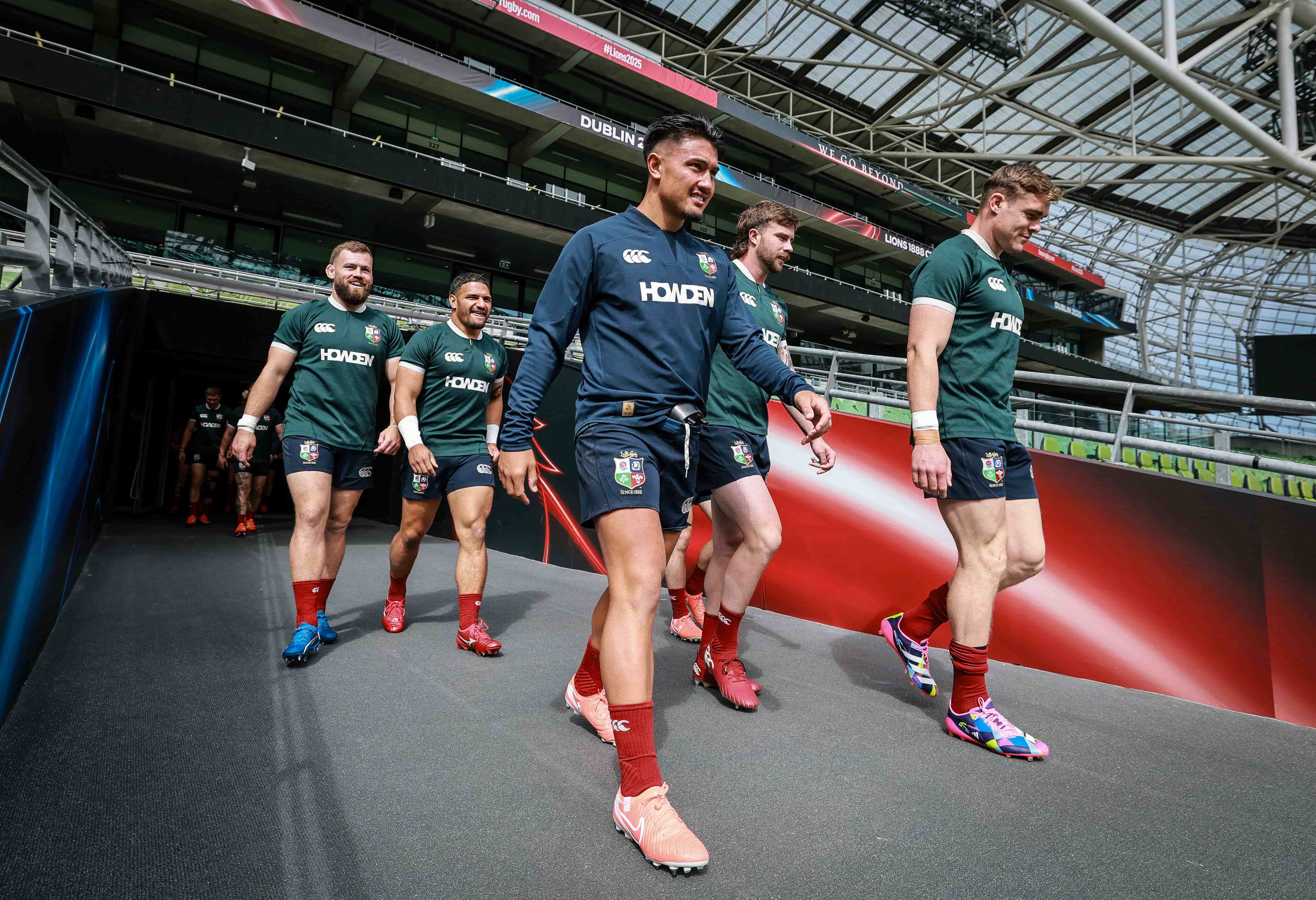 The British & Irish Lions entering the stadium in Dublin